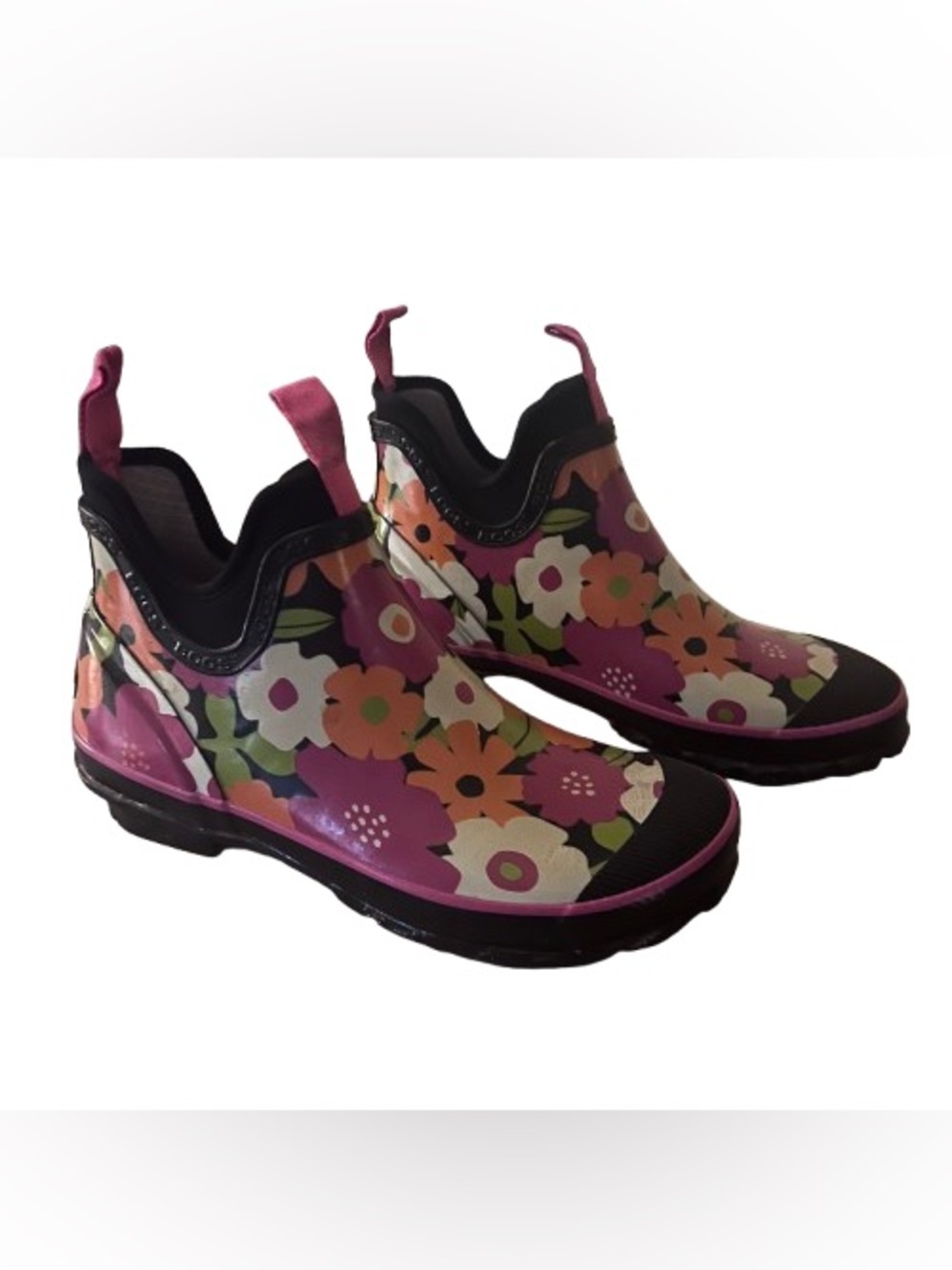 BOGS Harper Spring Flowers Waterproof Rain Ankle Boots Womens 9 EU 40